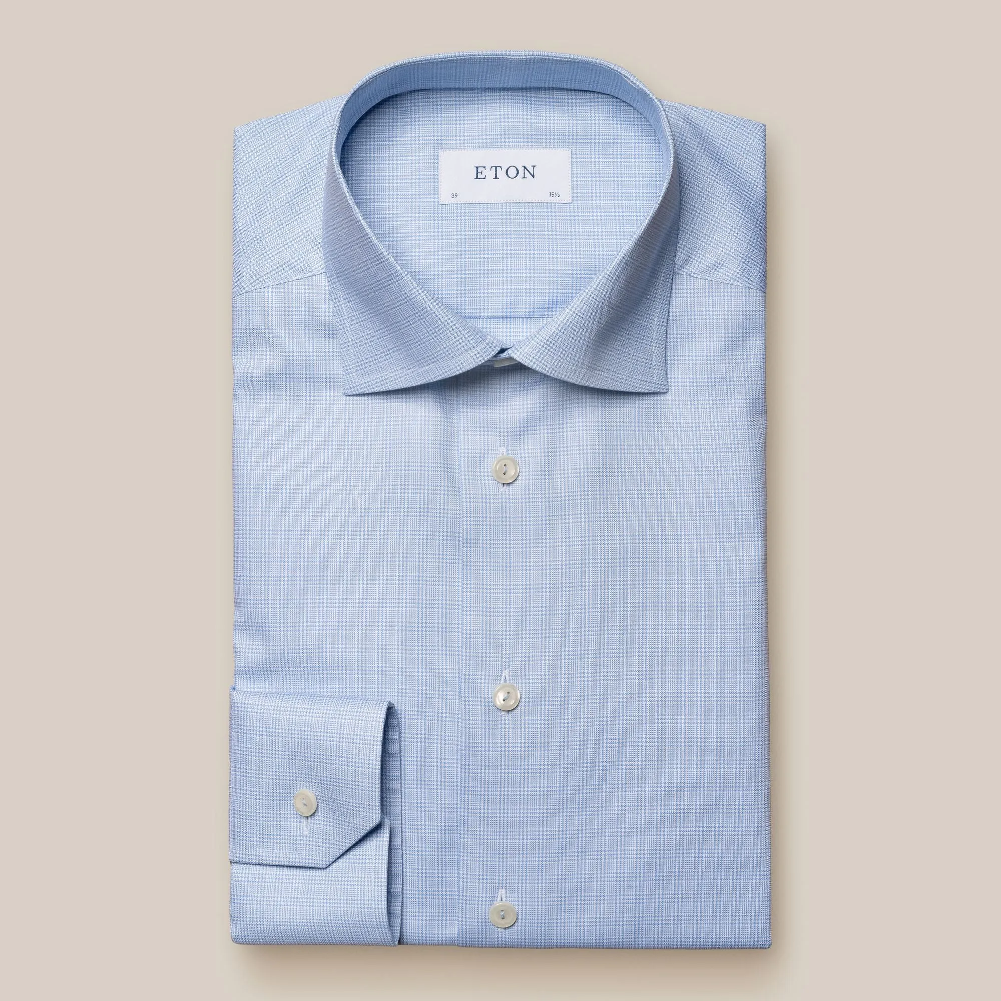 Light Blue Check Signature Oxford Contemporary Fit Shirt - ETON