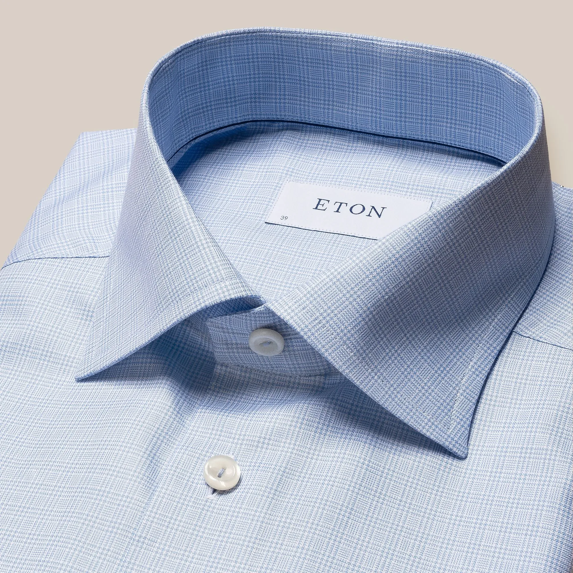Light Blue Check Signature Oxford Contemporary Fit Shirt - ETON