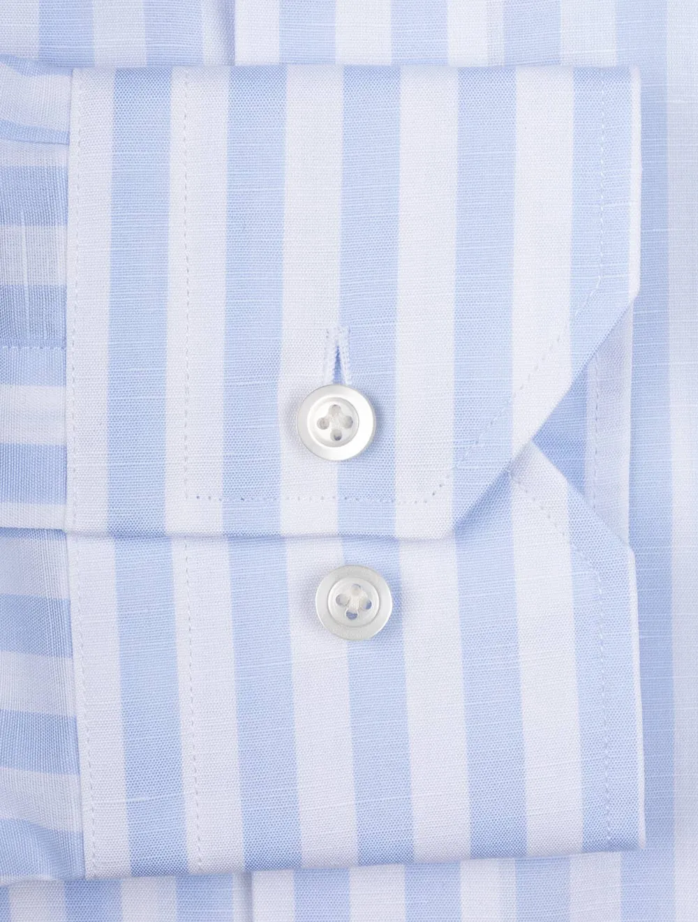 Linen Mix Barstripe Shirt Blue