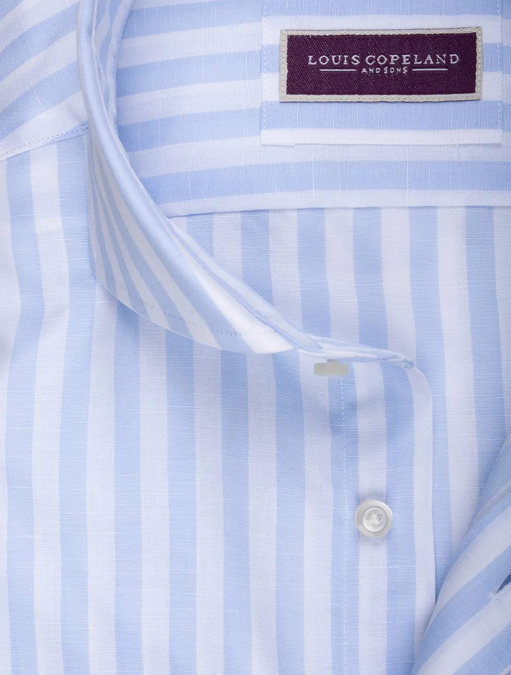 Linen Mix Barstripe Shirt Blue