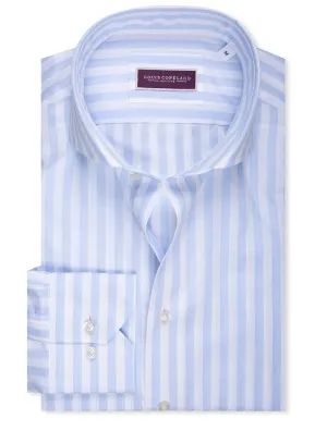 Linen Mix Barstripe Shirt Blue
