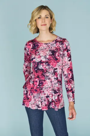 Long Sleeve Layered Tee - Purple Paisley Print