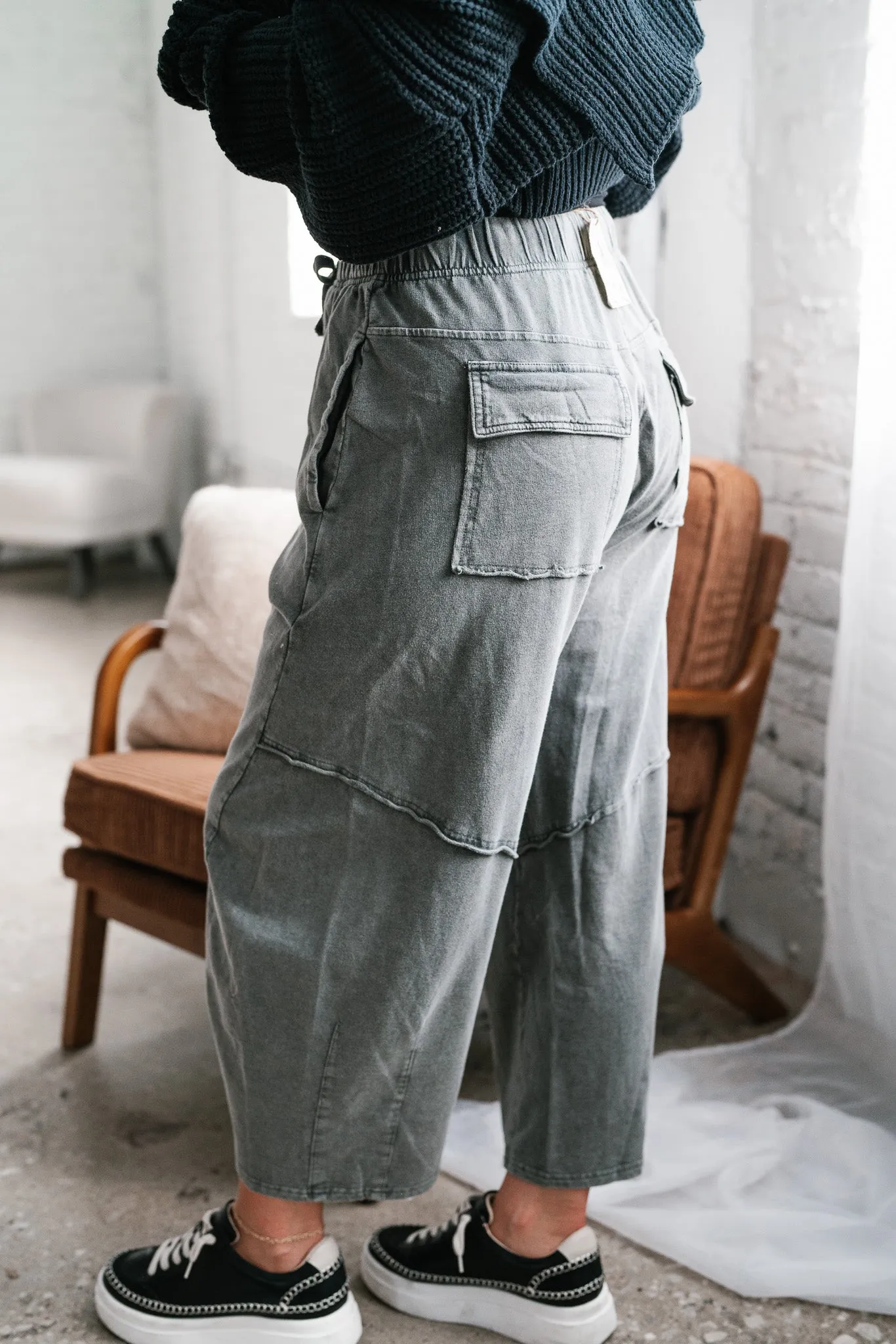 Look My Way Mineral Wash Barrel Pants
