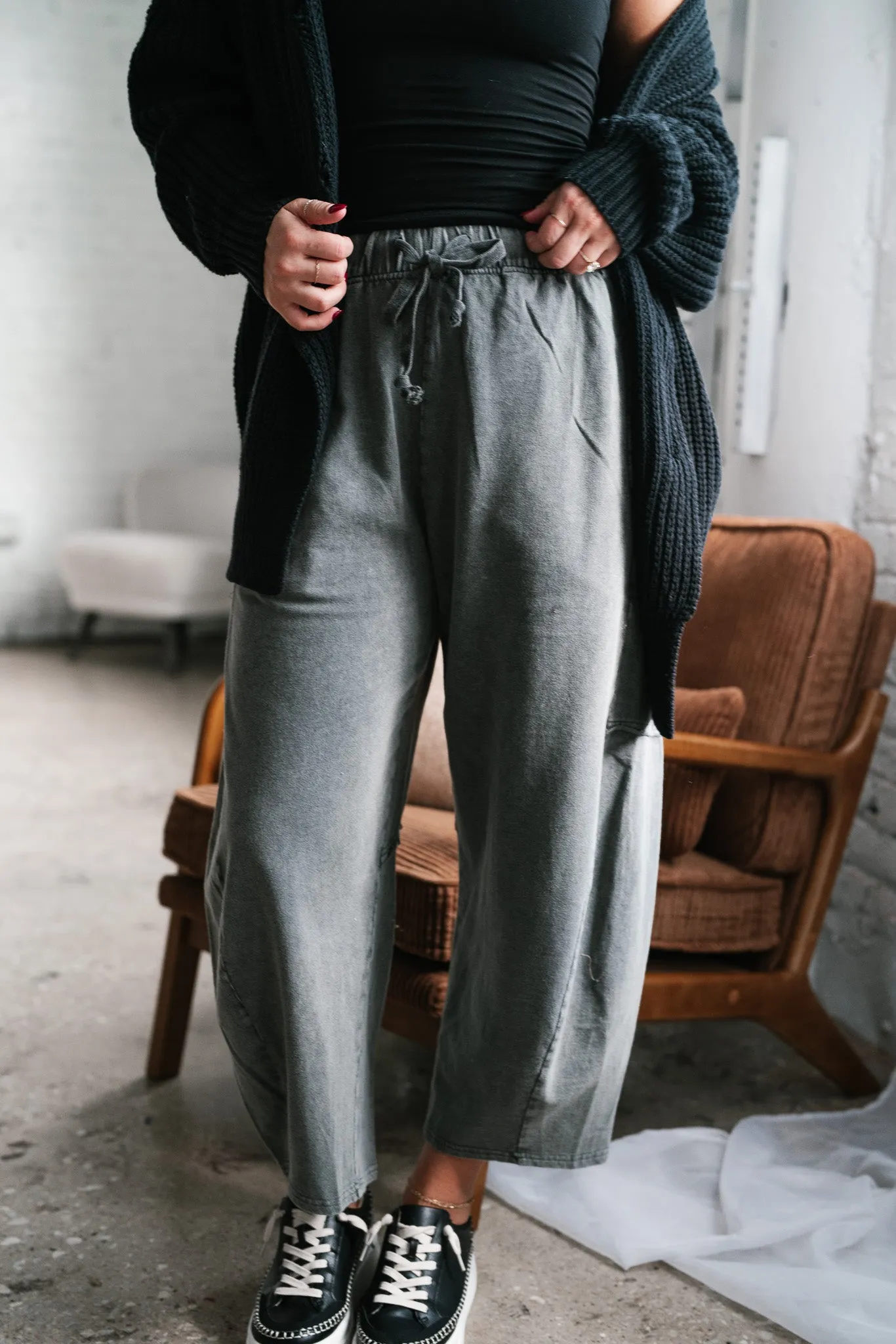 Look My Way Mineral Wash Barrel Pants