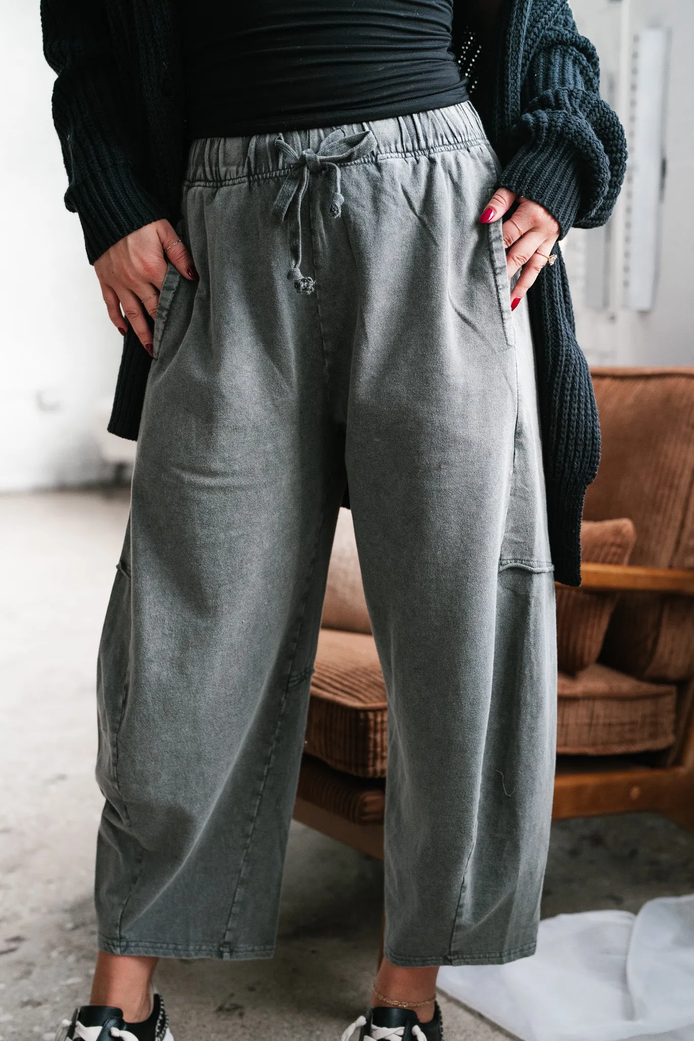 Look My Way Mineral Wash Barrel Pants