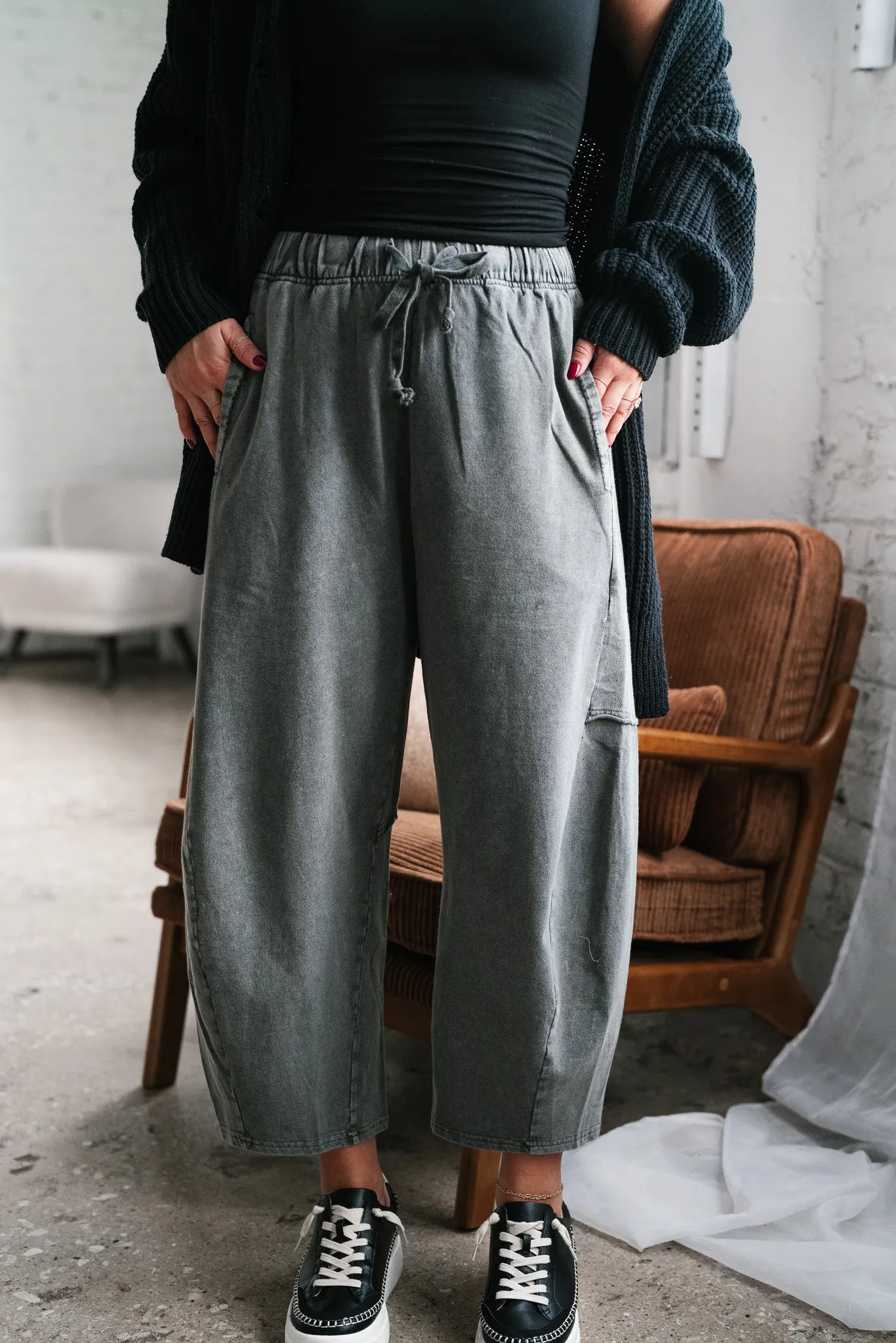 Look My Way Mineral Wash Barrel Pants