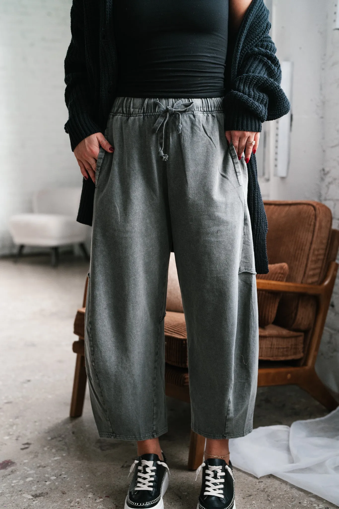 Look My Way Mineral Wash Barrel Pants