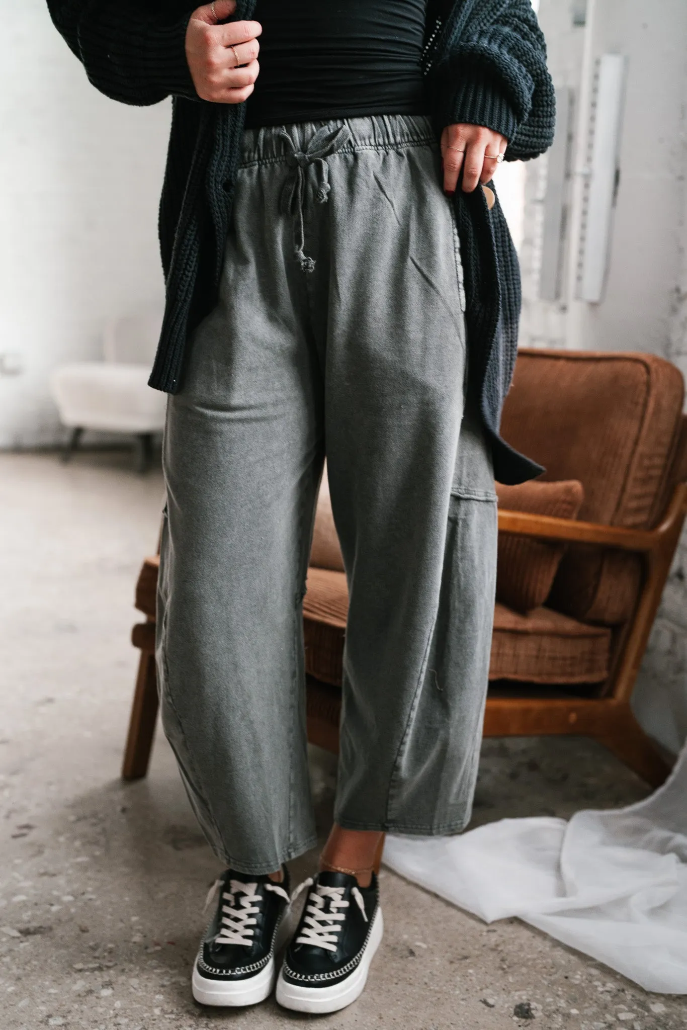 Look My Way Mineral Wash Barrel Pants