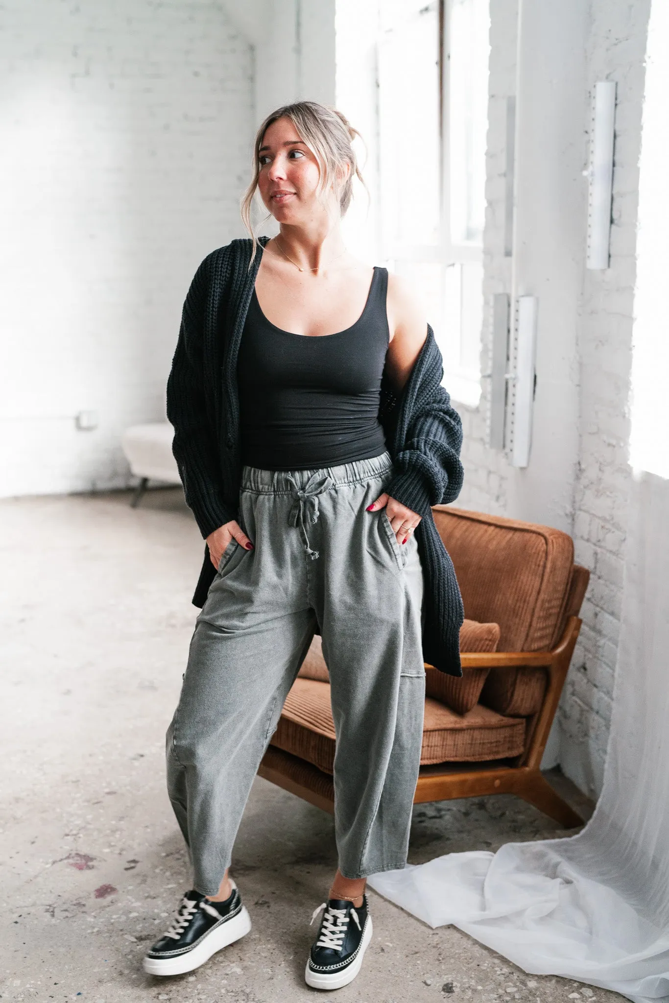 Look My Way Mineral Wash Barrel Pants