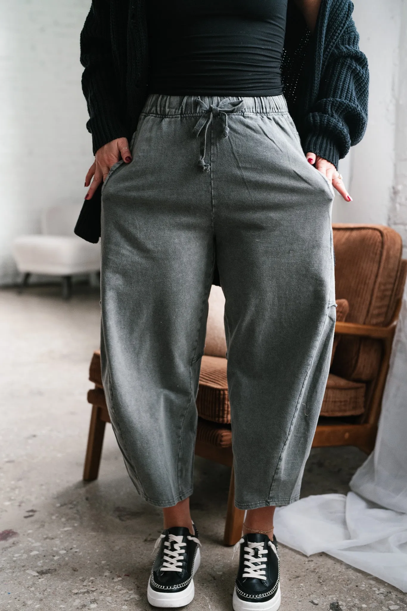 Look My Way Mineral Wash Barrel Pants