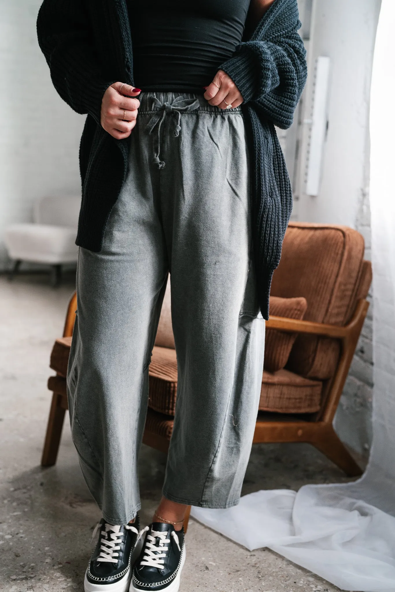 Look My Way Mineral Wash Barrel Pants
