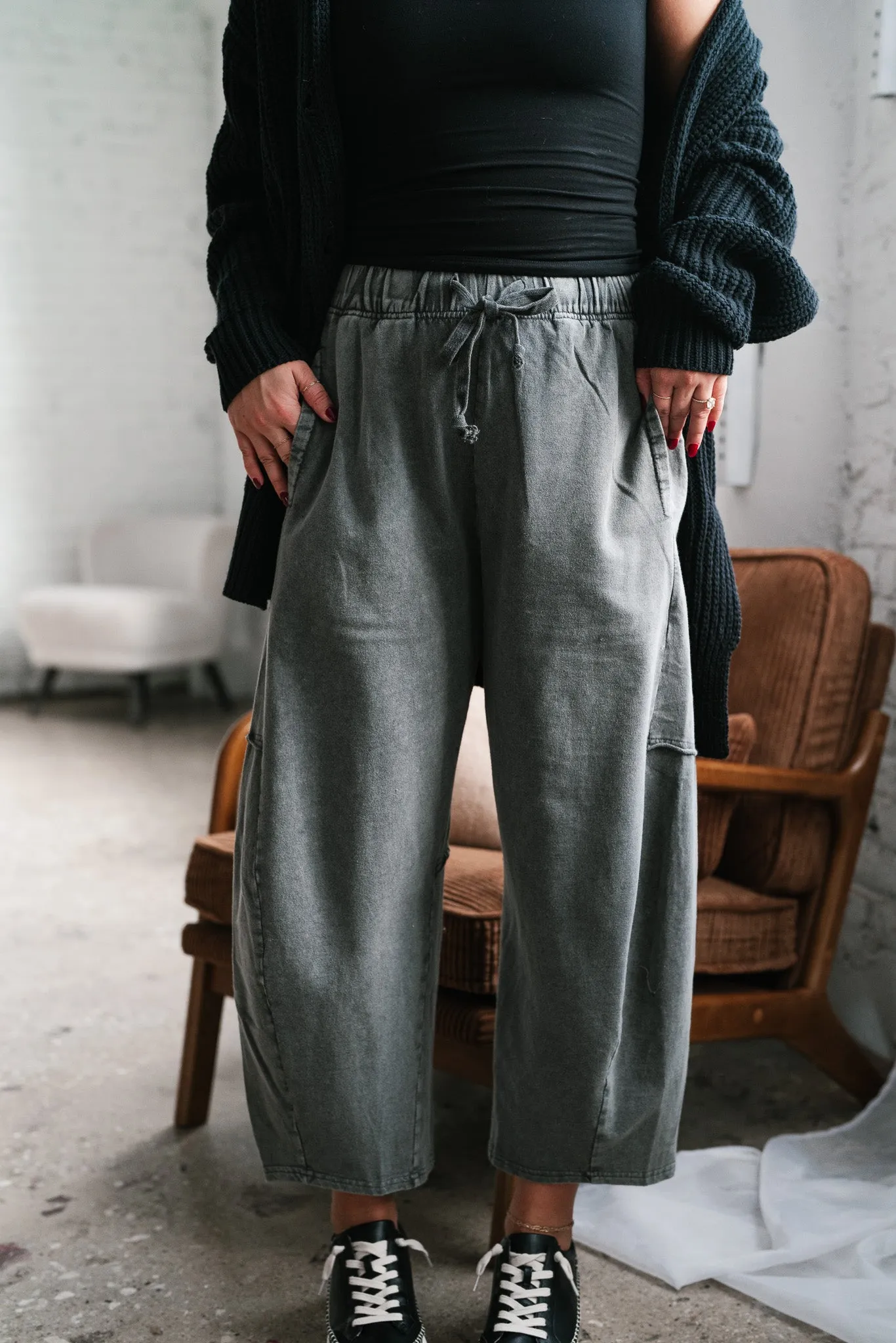 Look My Way Mineral Wash Barrel Pants