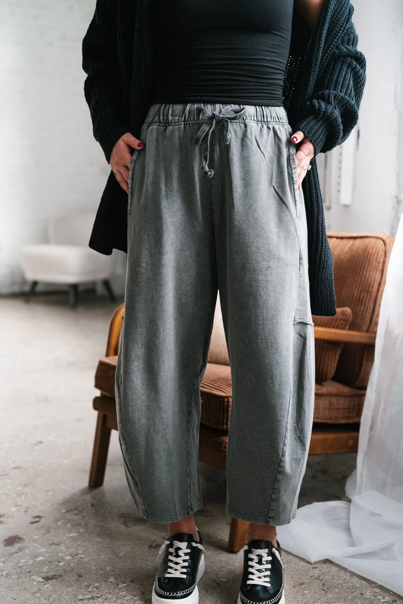 Look My Way Mineral Wash Barrel Pants
