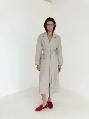 Luciee Relaxed Fit Linen Trench in Brown