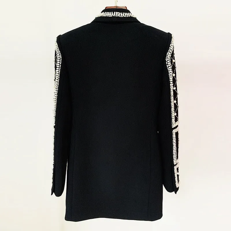 Luxury Handmade Crystal Pearl Blazer