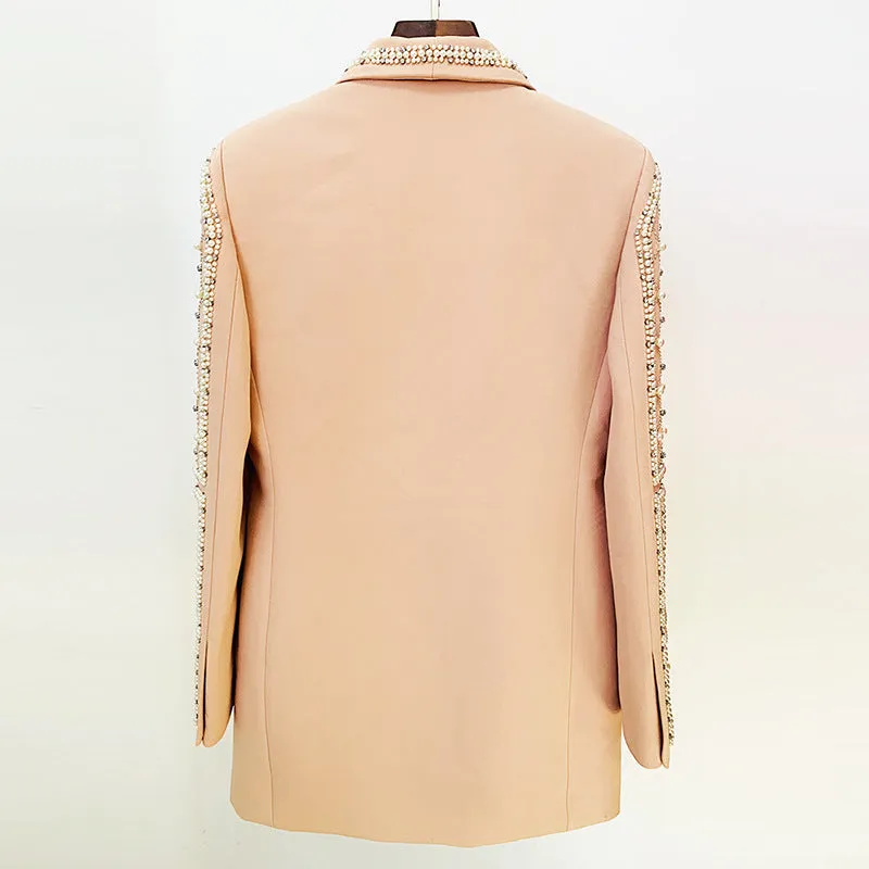 Luxury Handmade Crystal Pearl Blazer