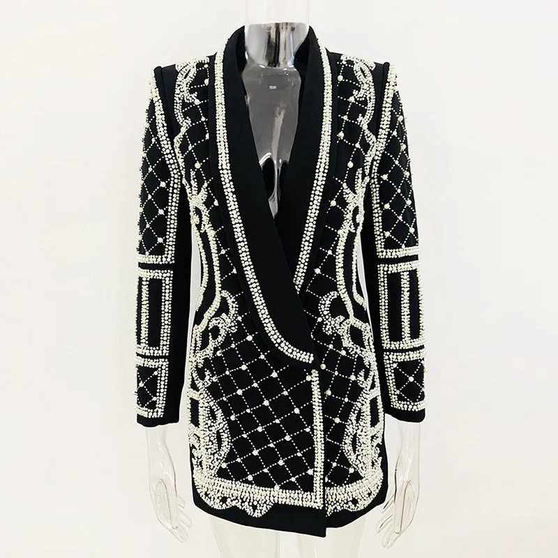 Luxury Handmade Crystal Pearl Blazer