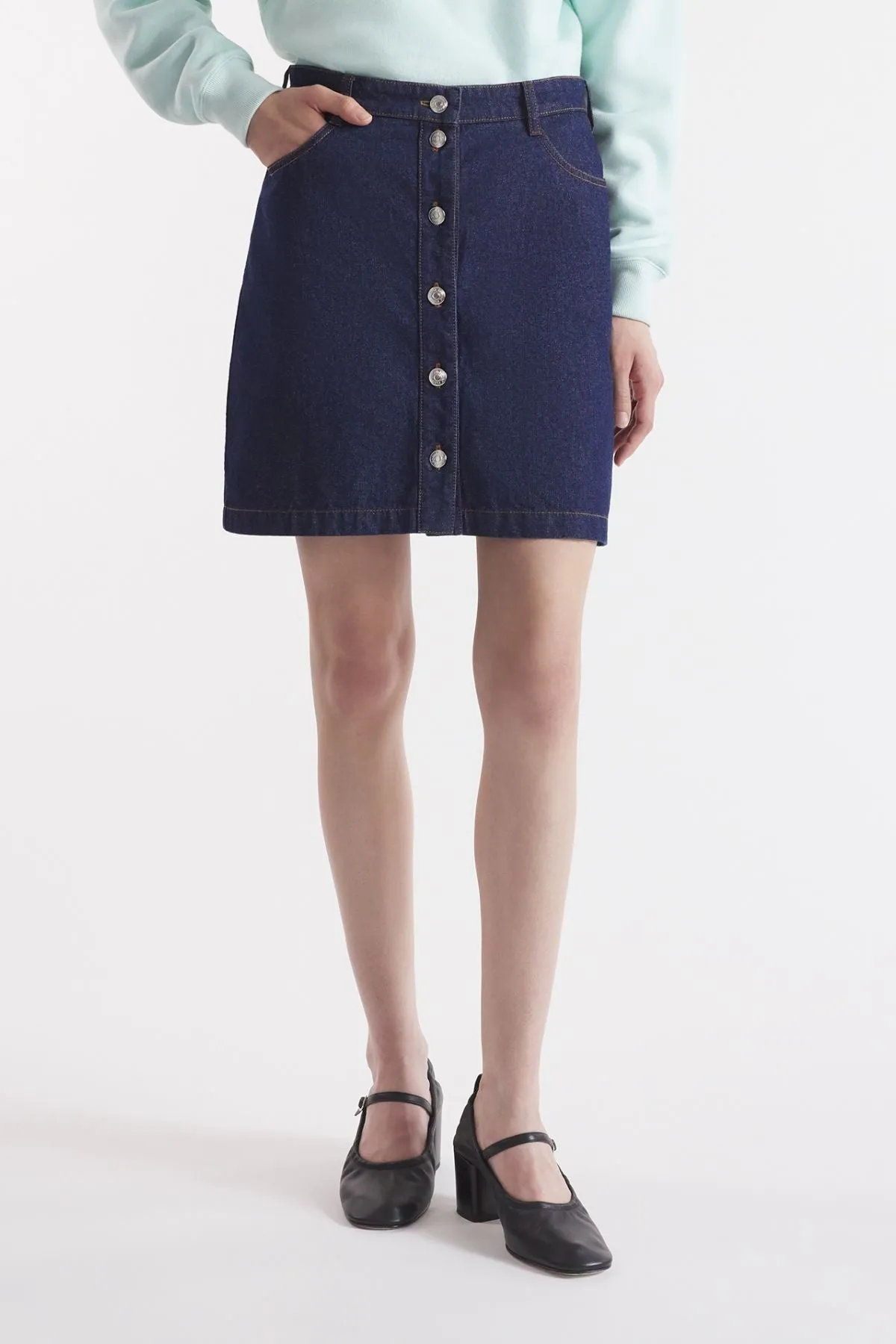 Maison Kitsuné Buttoned Denim Mini Skirt - Indigo
