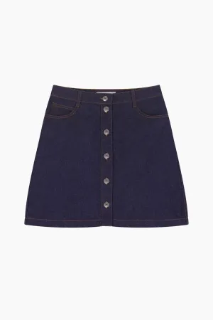 Maison Kitsuné Buttoned Denim Mini Skirt - Indigo