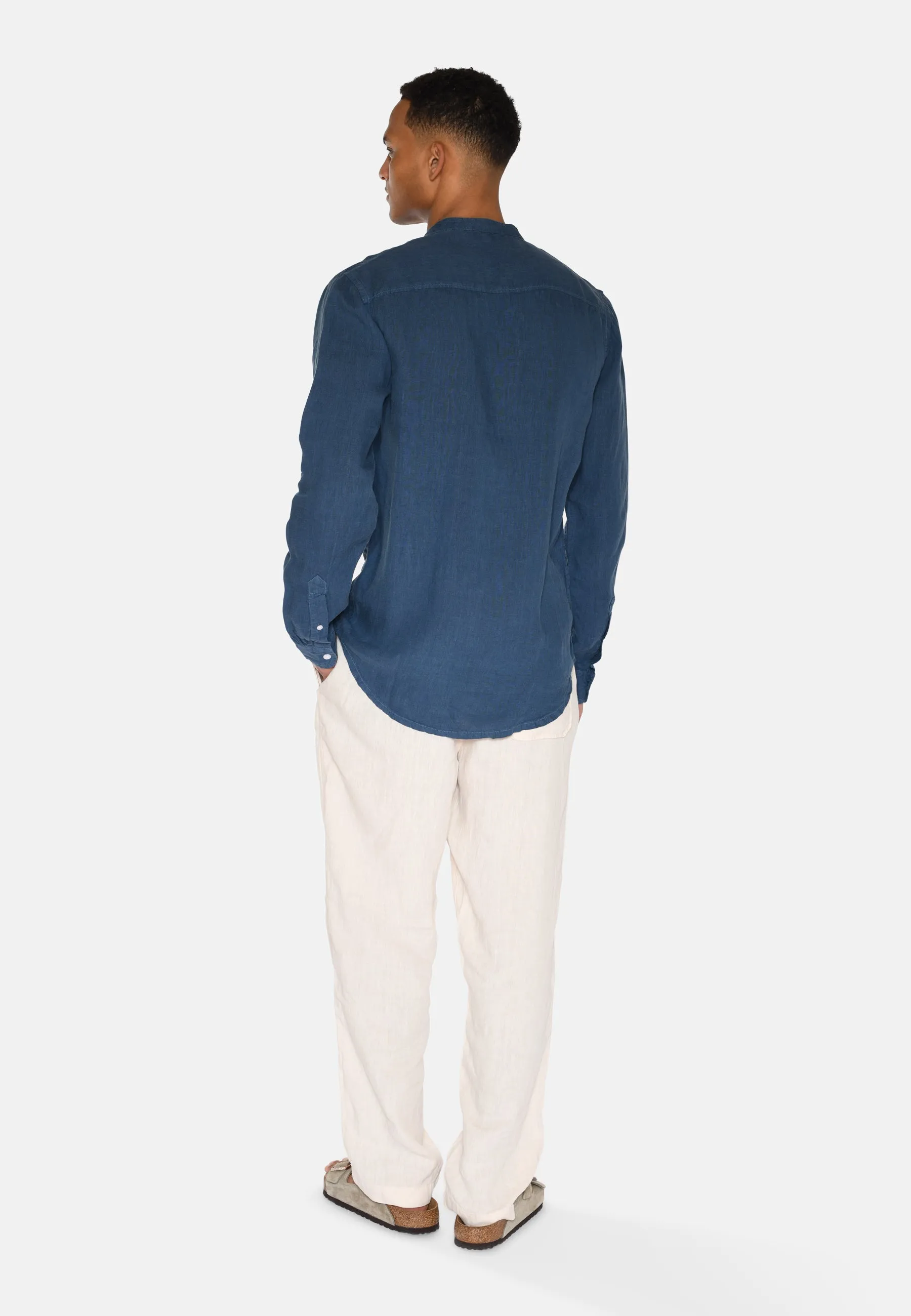 Mando long sleeved linen shirt 4115 - Blue Ashes