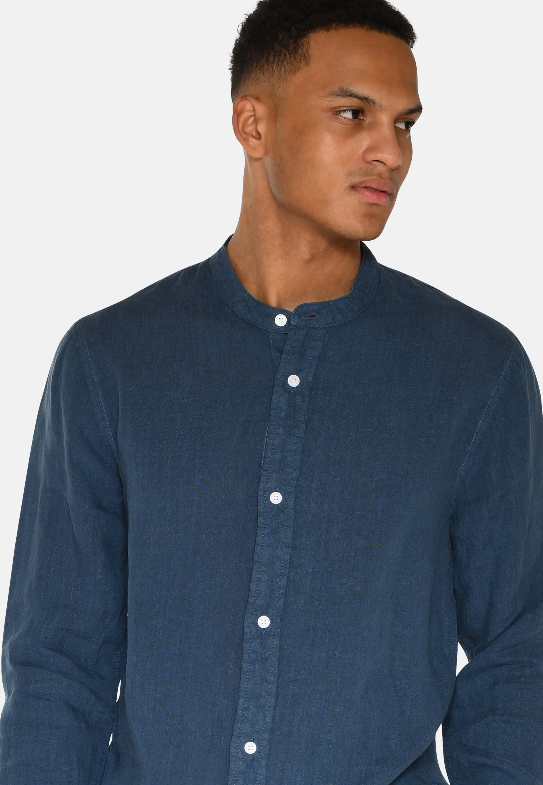 Mando long sleeved linen shirt 4115 - Blue Ashes