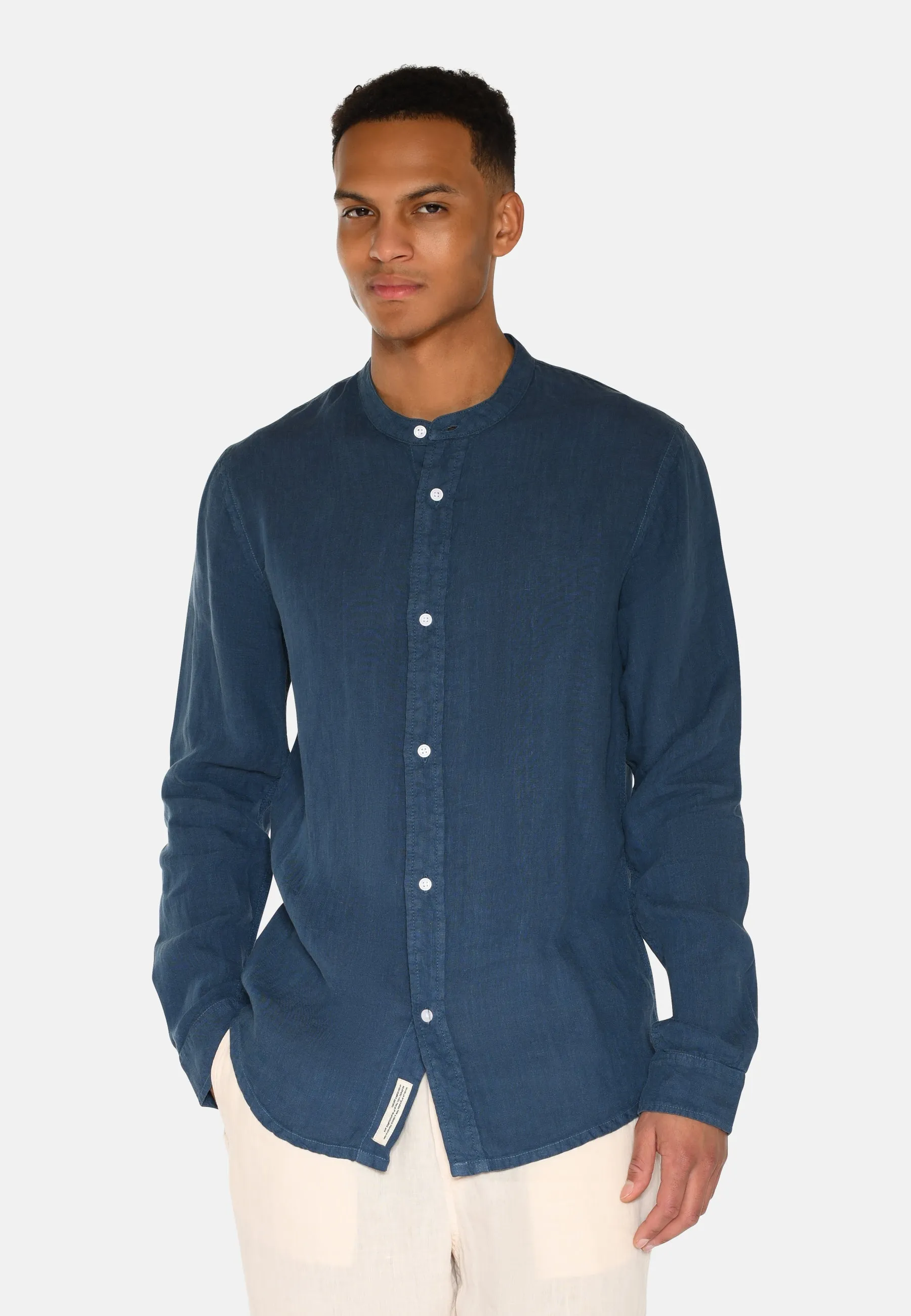 Mando long sleeved linen shirt 4115 - Blue Ashes