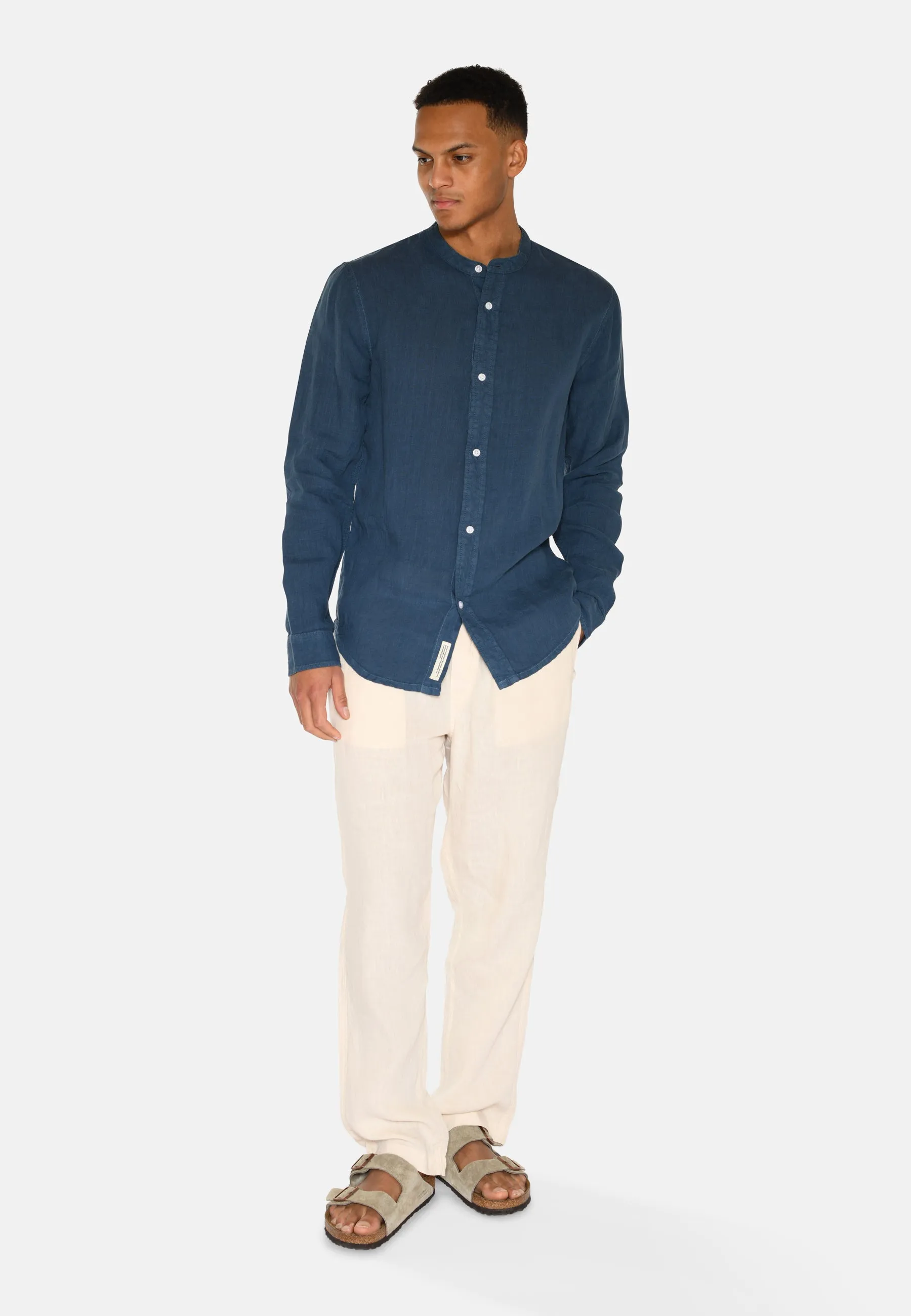 Mando long sleeved linen shirt 4115 - Blue Ashes
