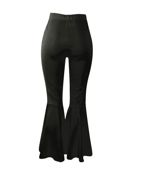 MB FASHION High-Waisted Flared Pants with Elastic Waistband 1676