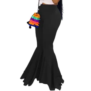 MB FASHION High-Waisted Flared Pants with Elastic Waistband 1676