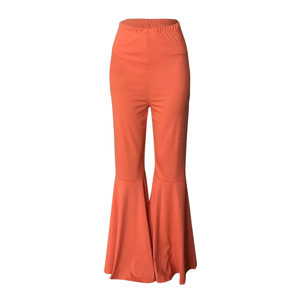 MB FASHION High-Waisted Flared Pants with Elastic Waistband 1676