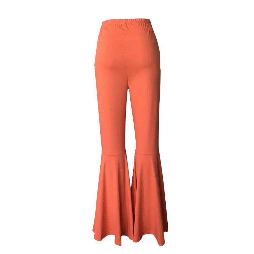 MB FASHION High-Waisted Flared Pants with Elastic Waistband 1676