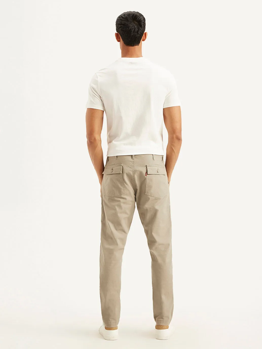 Men's Beige Slim Fit Utility Linen Trousers