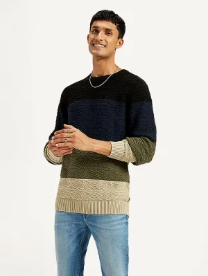 Men's Colorblock Multicolor Crew Neck Sweater