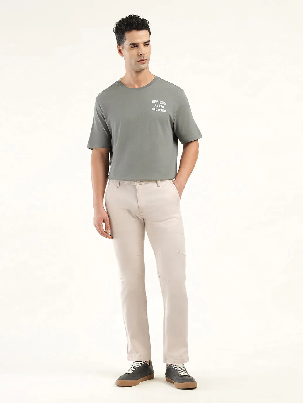 Men's Cream Slim Fit Chinos