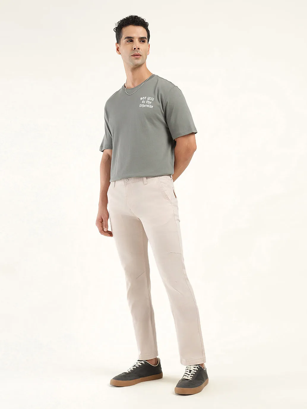 Men's Cream Slim Fit Chinos