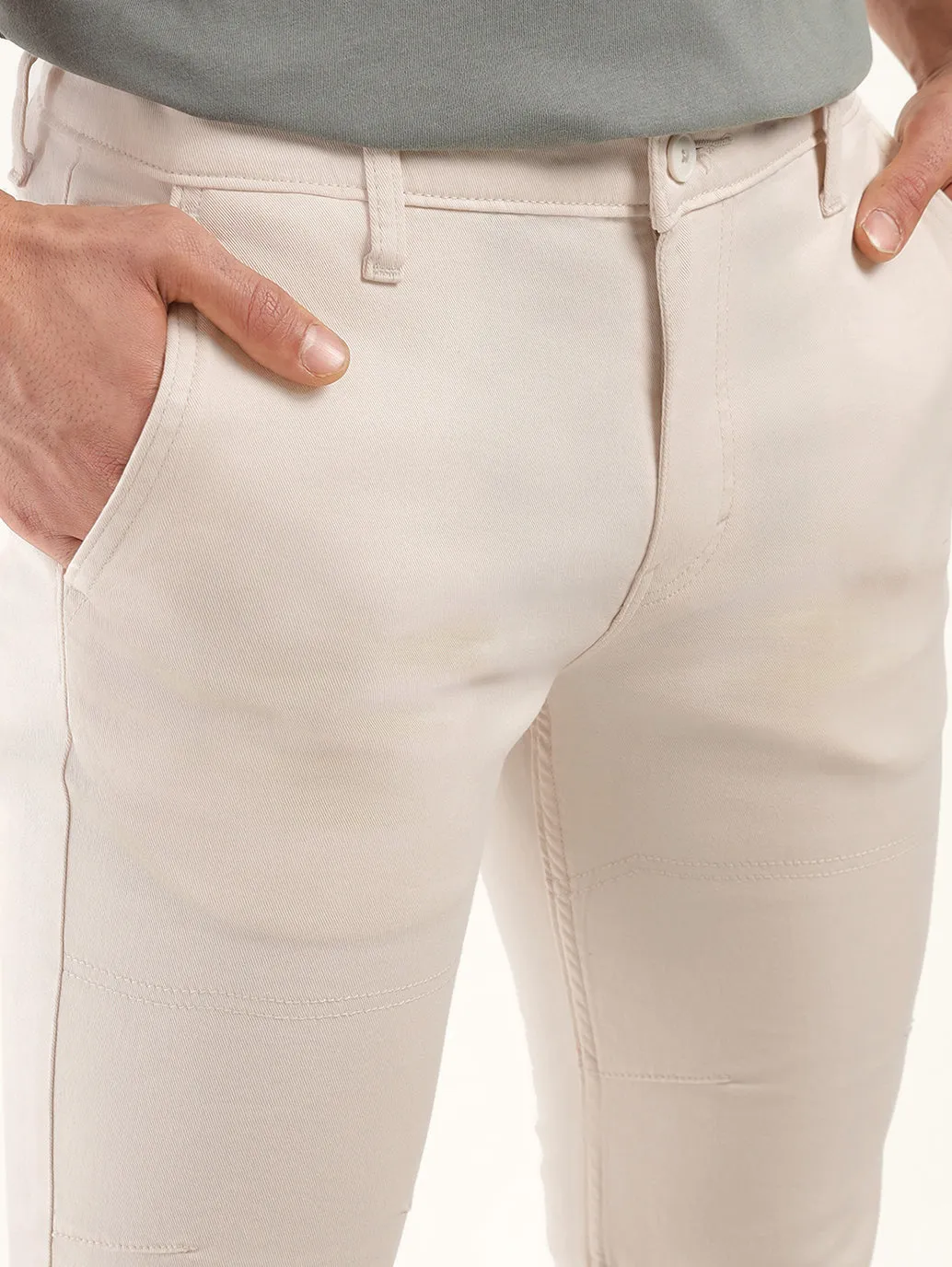 Men's Cream Slim Fit Chinos