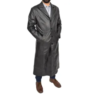 Men's Genuine Leather Full Length Trench Coat Blade