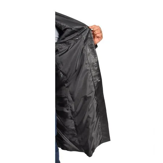 Men's Genuine Leather Full Length Trench Coat Blade