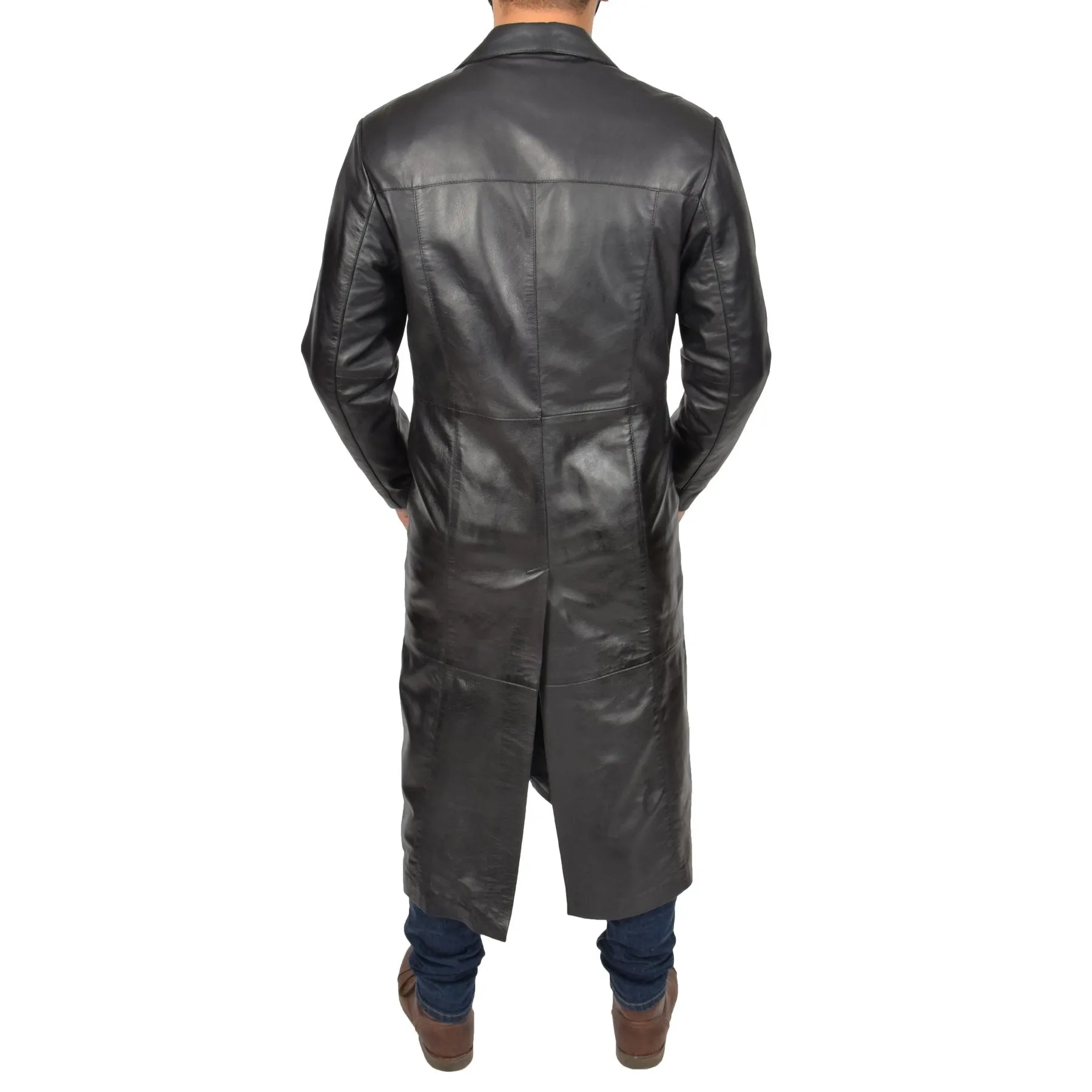 Men's Genuine Leather Full Length Trench Coat Blade