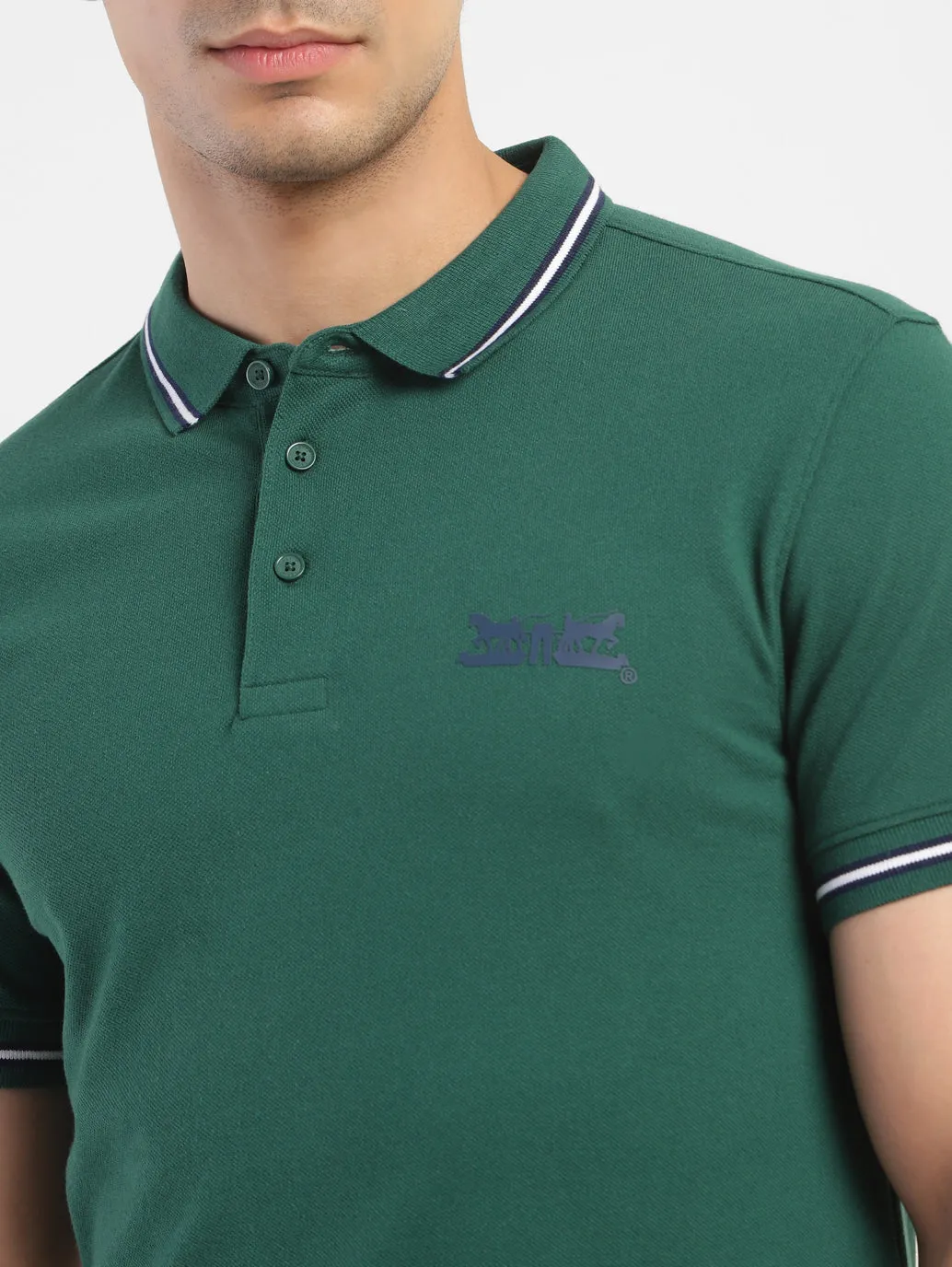 Men's Solid Polo T-shirt Green