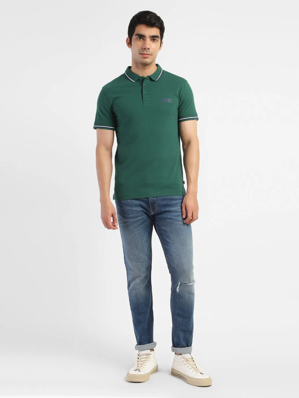 Men's Solid Polo T-shirt Green