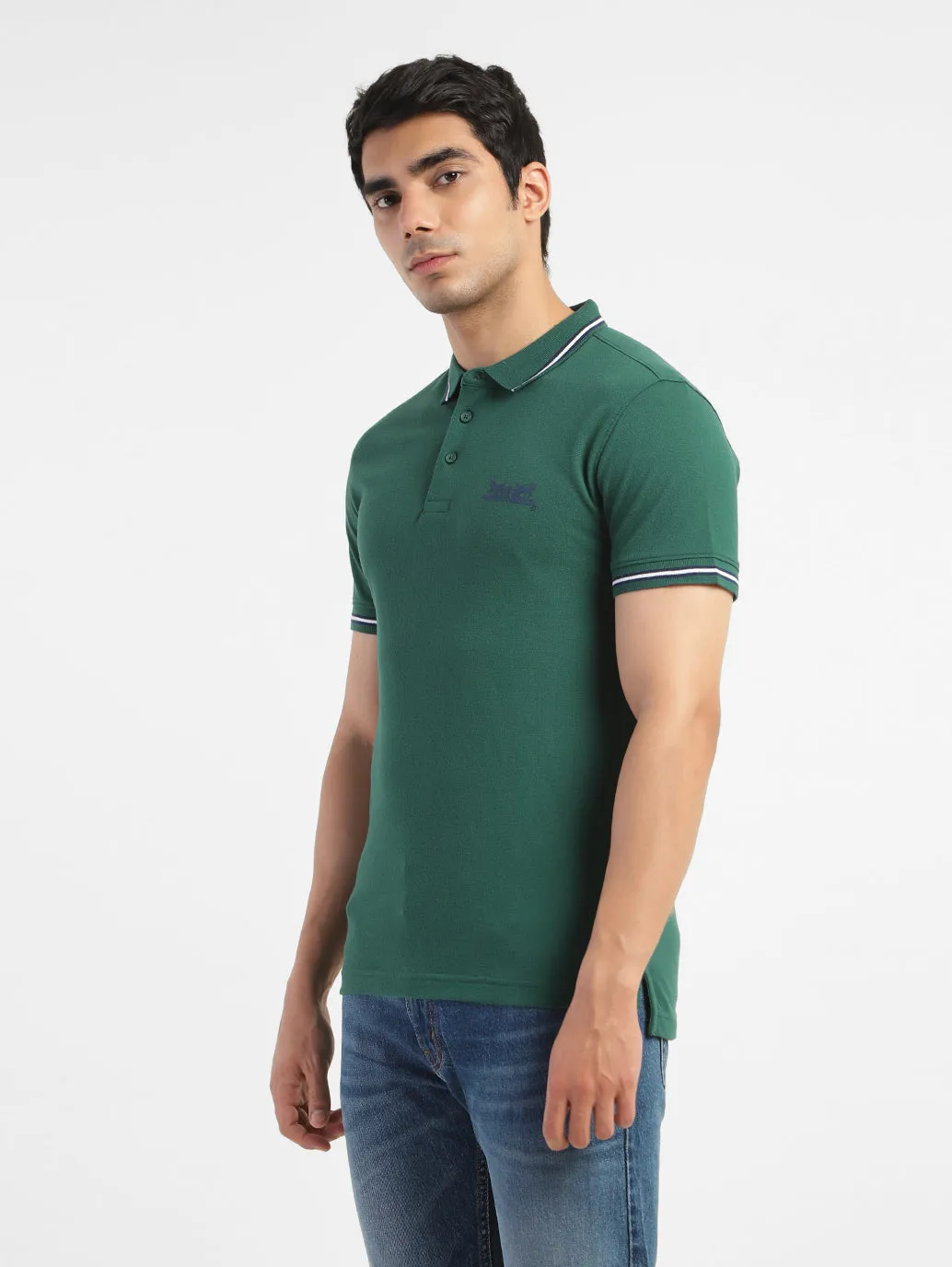 Men's Solid Polo T-shirt Green
