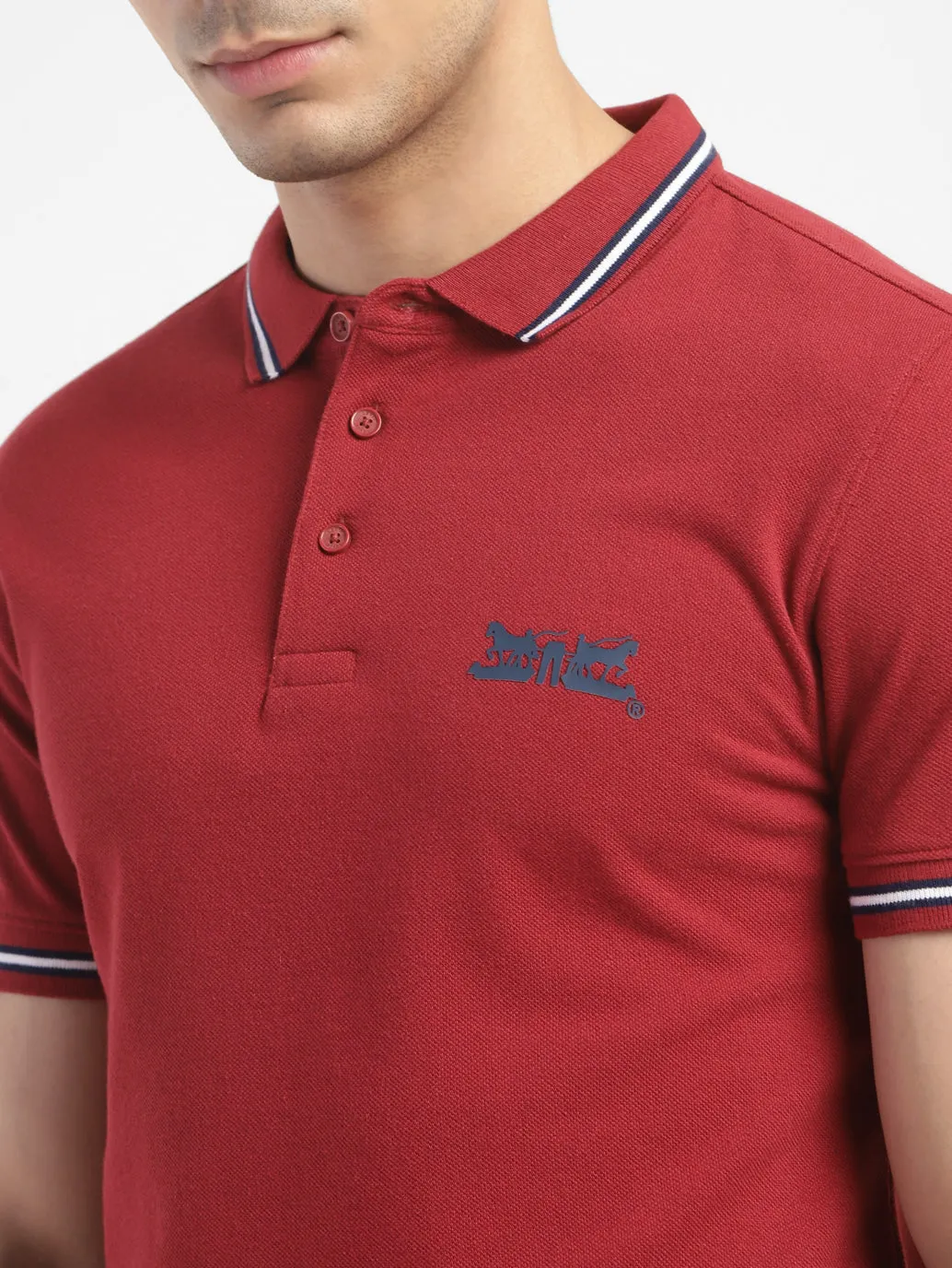 Men's Solid Polo T-shirt Red