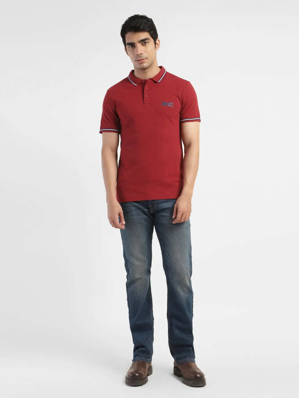 Men's Solid Polo T-shirt Red