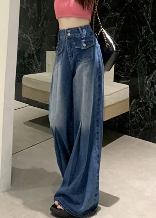 Modern Blue Pockets High Waist Denim Pants Summer AW1004