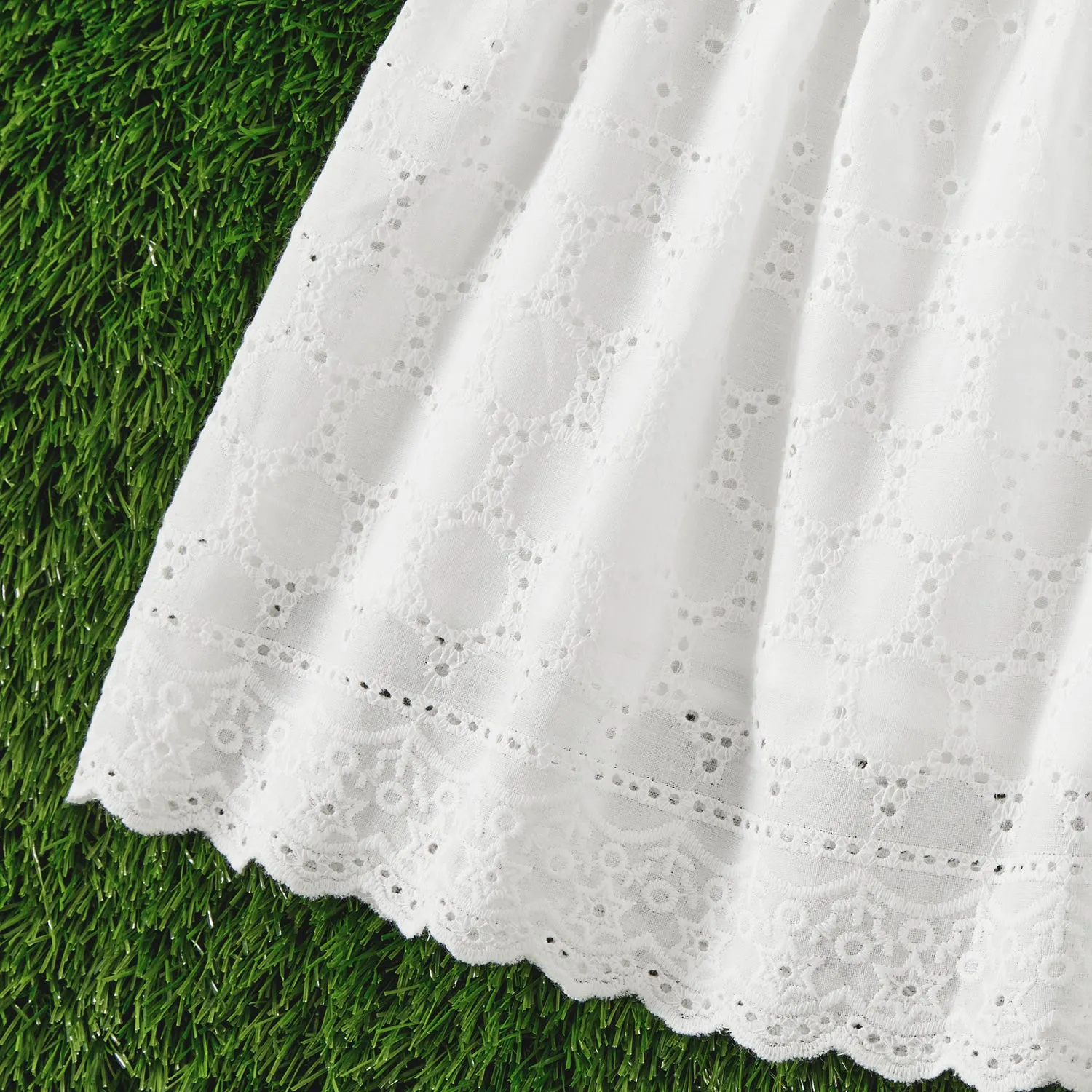 Mommy and Me 100% Cotton Solid Textured Flutter-sleeve Belted Dresses