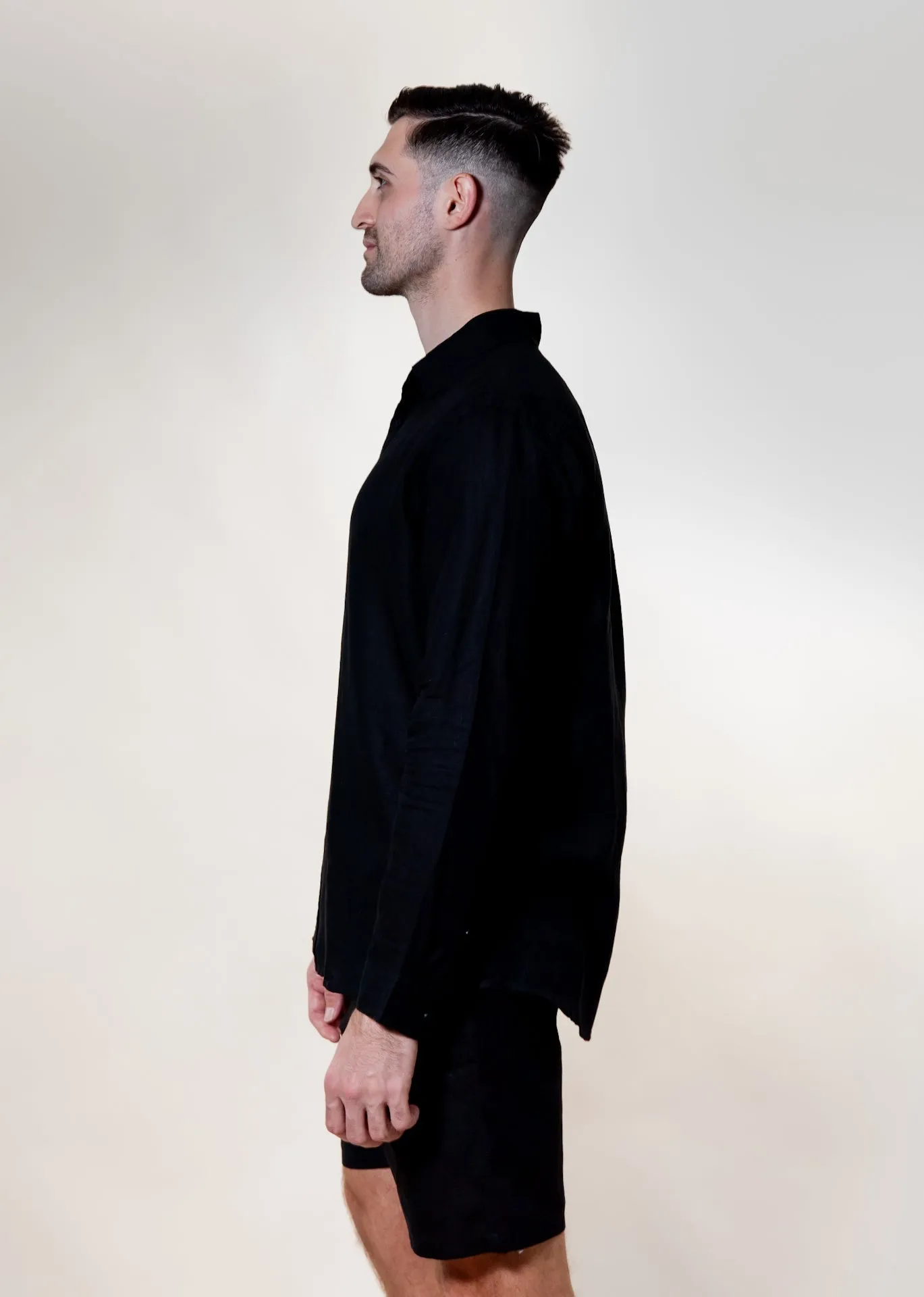 Nero - Long Sleeve Italian Linen Shirt - Mr. Linen Co