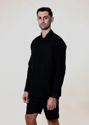 Nero - Long Sleeve Italian Linen Shirt - Mr. Linen Co