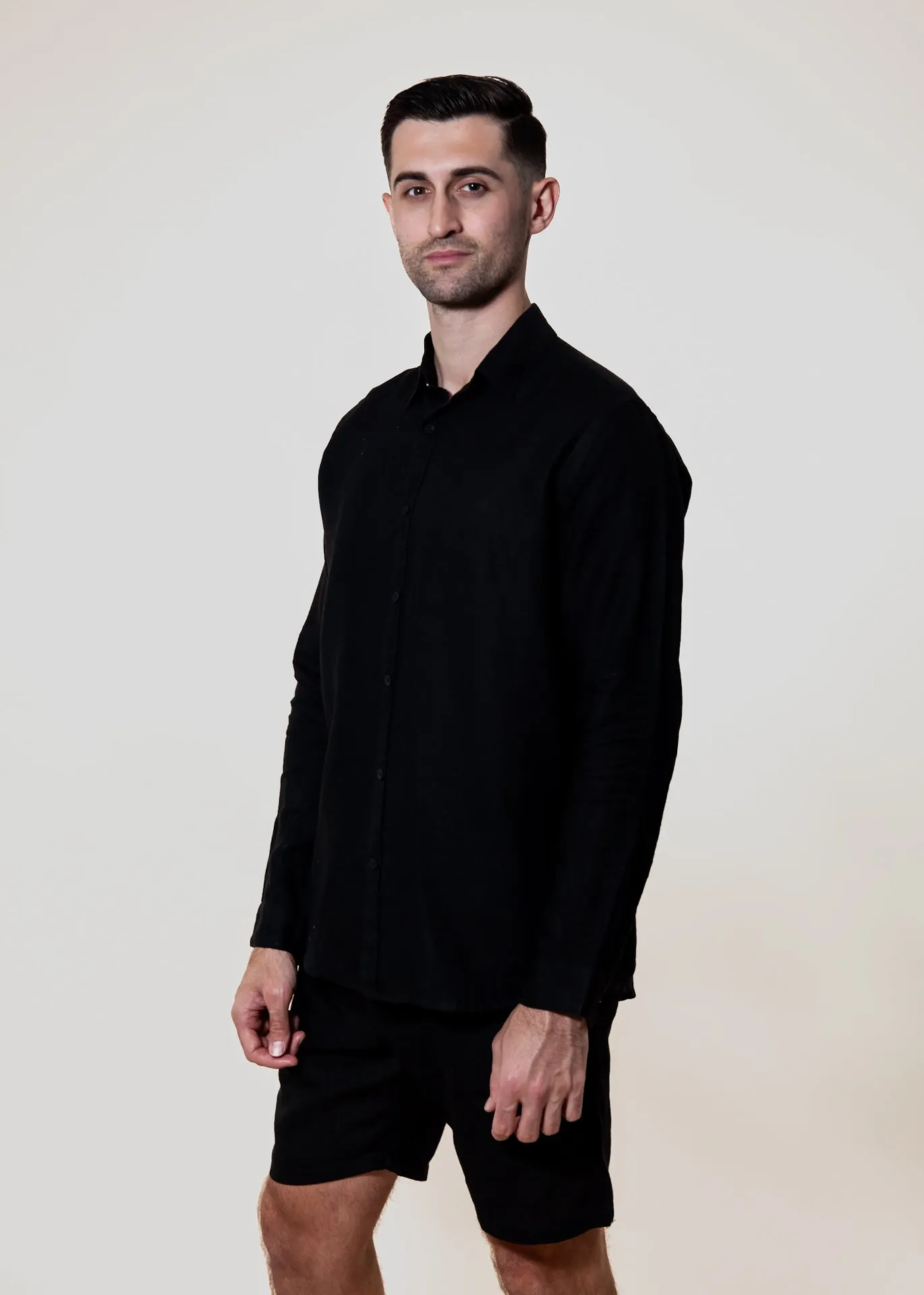 Nero - Long Sleeve Italian Linen Shirt - Mr. Linen Co