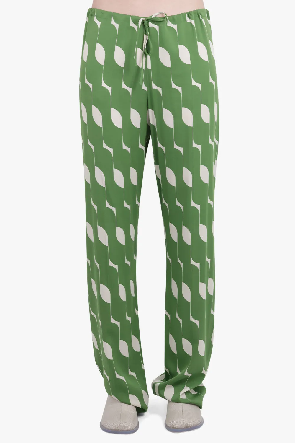 Pattered Drawstring Pant | Green
